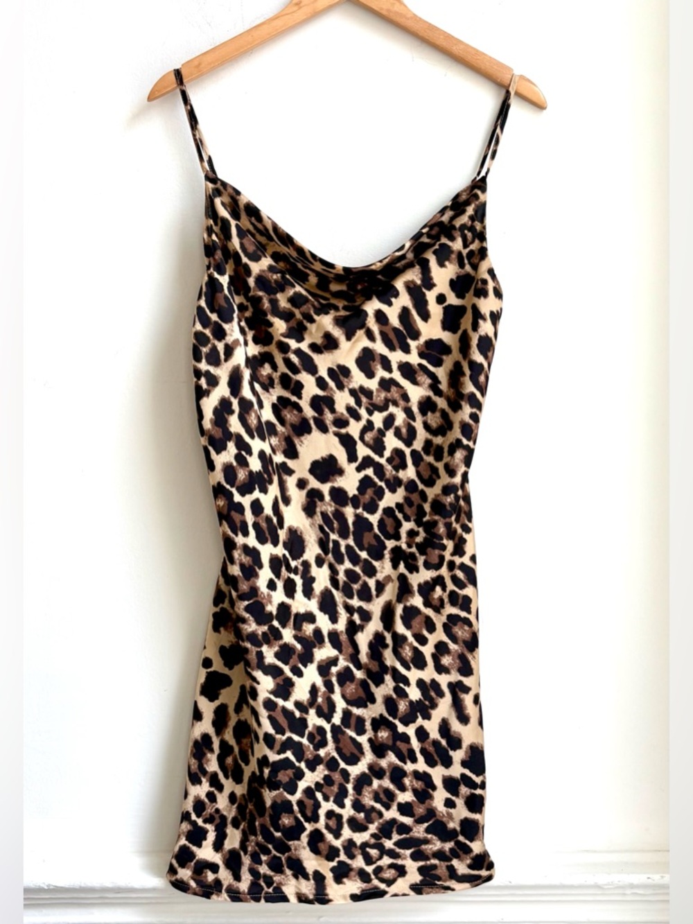 MEOW Sexy draped little leopard print nightie mini nightgown Night SLIP L